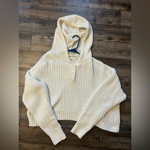 Cream, fuzzy, cropped sweater